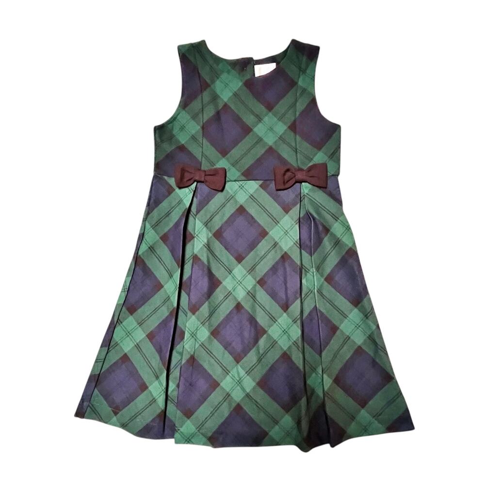 Gymboree Twill Pleated Holiday Plaid Jumper Dress Size 6